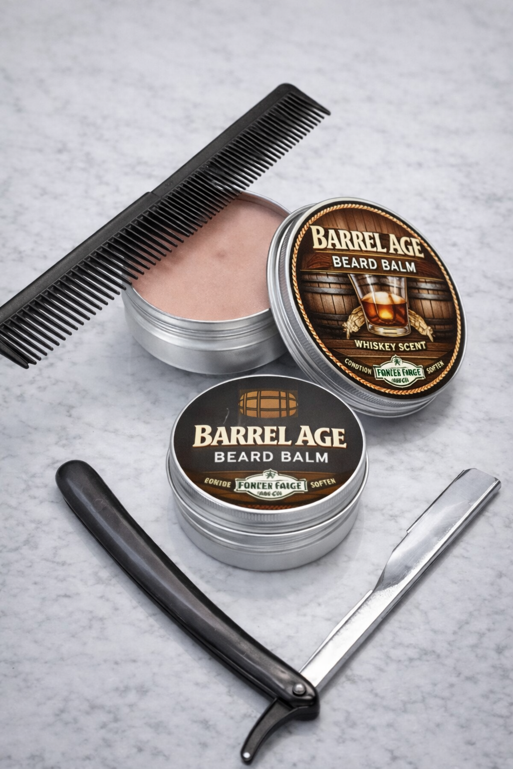 Barrel Aged Beard Balm for Men – Bourbon, Smoked Oak & Spice (2 oz)