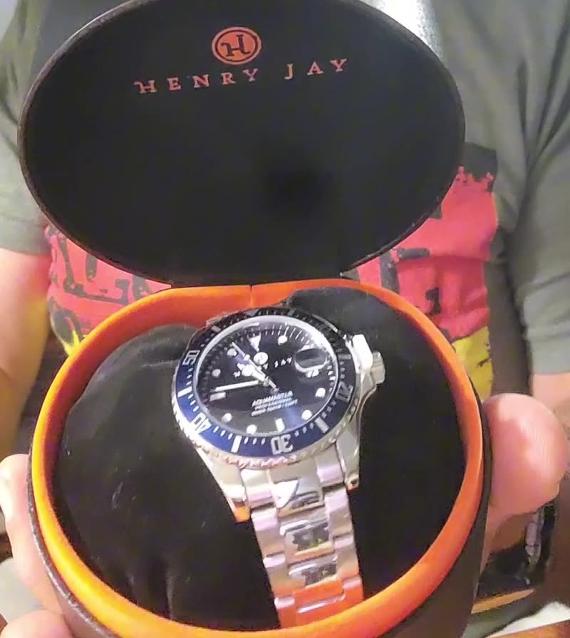 Henry Jay Specialty Aquamaster HJ2005.1 men's watch with royal blue dial in its presentation box